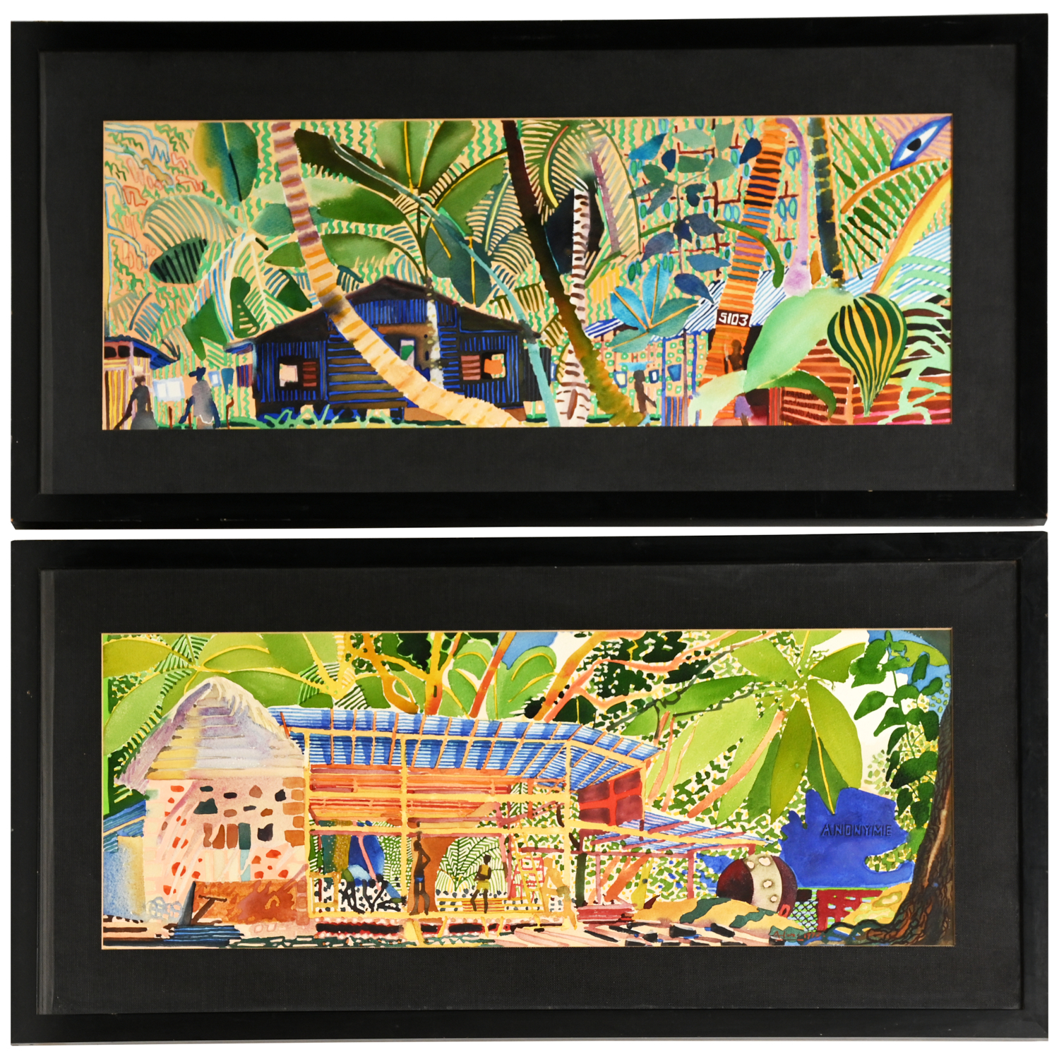 Appraisal: MICHAEL ADAMS PAIR PAINTINGS Michael Adams English b Houses in