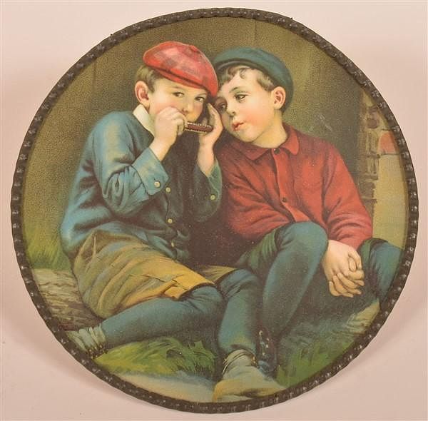 Appraisal: Two Boys Flue Cover Two Boys Flue Cover One playing