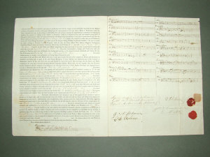 Appraisal: Music - Auber Daniel INDENTURE WITH MUSICAL QUOTATION AND WAX