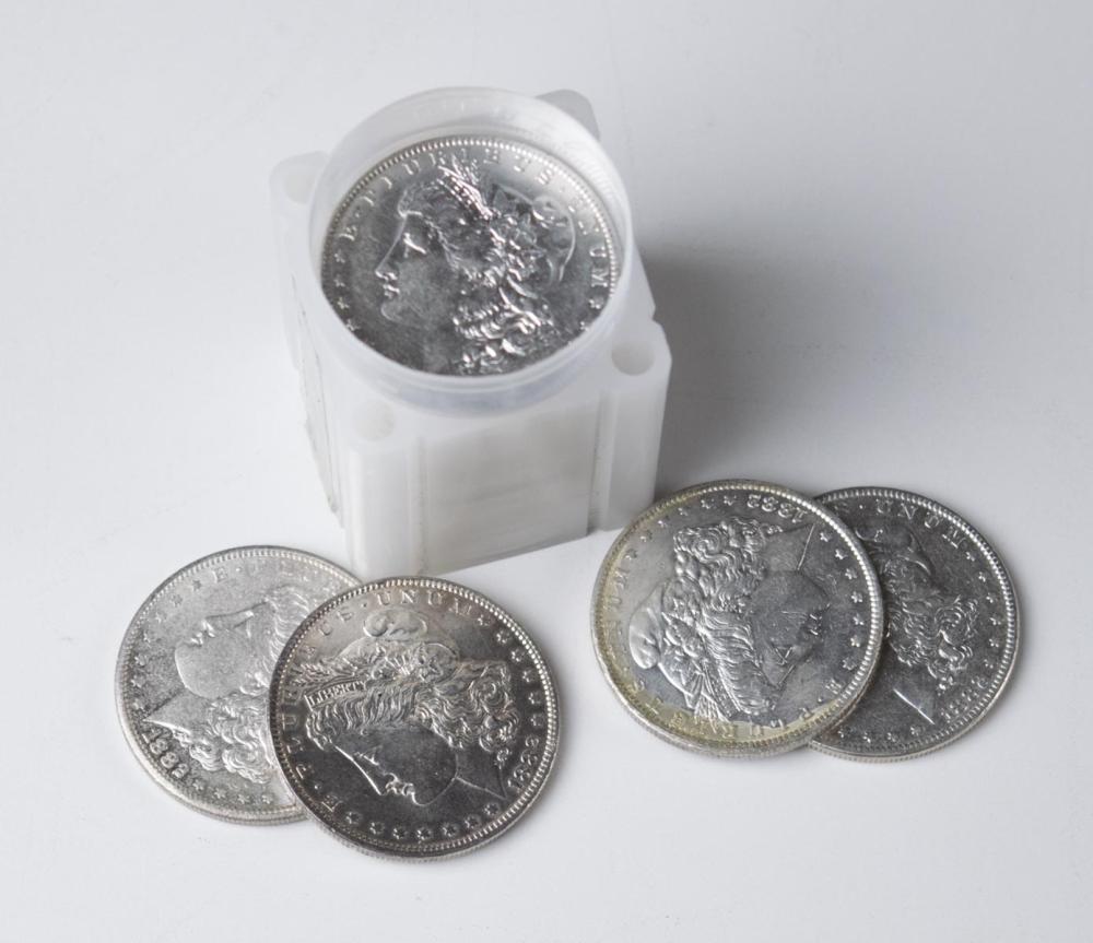 Appraisal: A ROLL OF TWENTY U S SILVER MORGAN DOLLARS -S