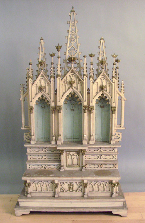 Appraisal: Carved and painted church reliquary h