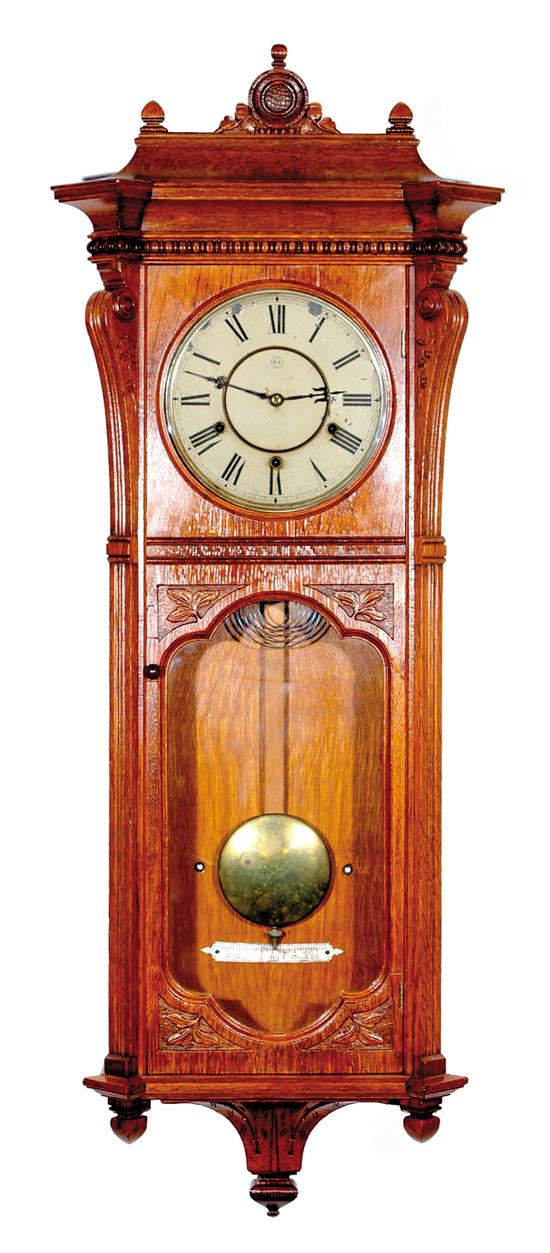 Appraisal: Seth Thomas Marcy hanging clock circa oak case with glazed