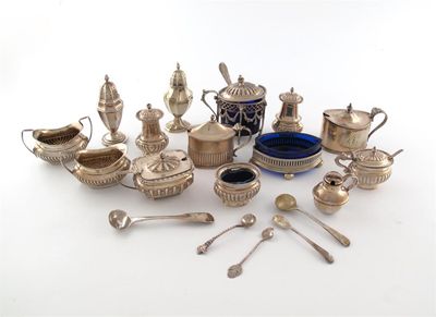 Appraisal: A mixed lot of condiments comprising silver items two mustard