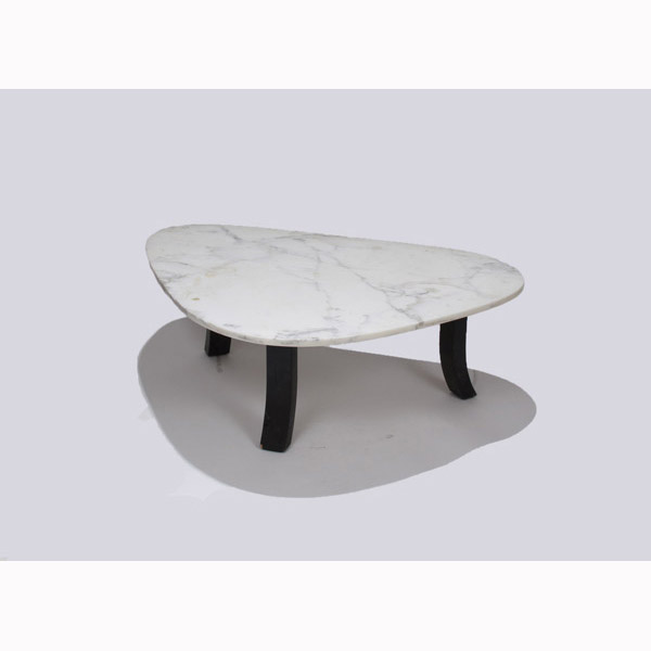 Appraisal: Mid Century modern design triangular marble top side table with