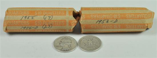 Appraisal: Two Rolls of Washington Quarters All silver Dates are -D