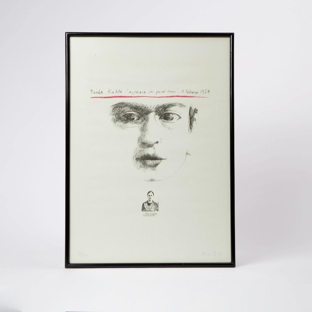 Appraisal: ROSER BRU PENCIL SIGNED FRIDA KAHLO LITHOGRAPH Offset lithograph titled