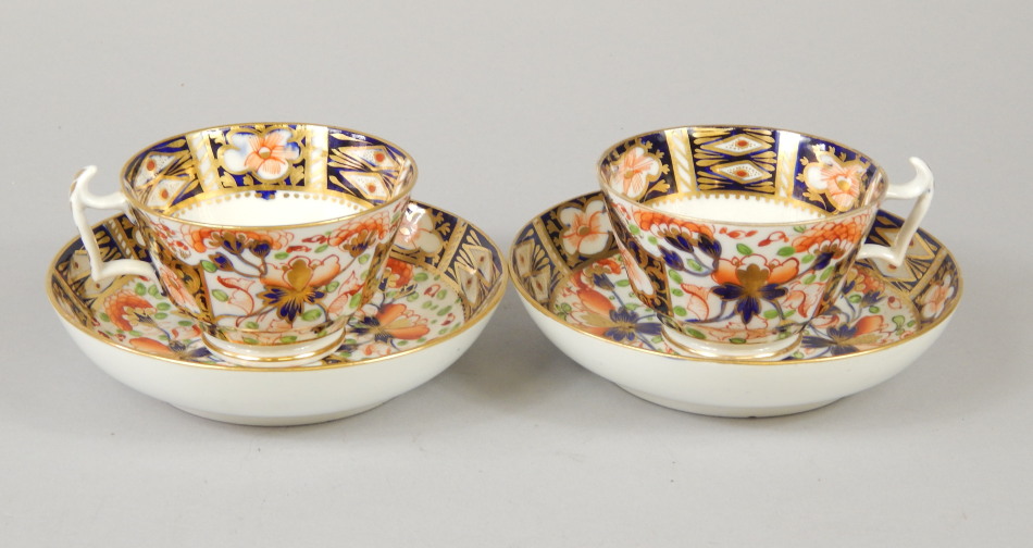 Appraisal: Two thC Derby cups and saucers each decorated with a