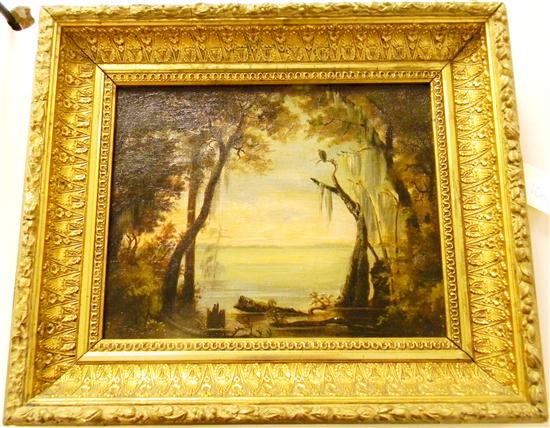 Appraisal: Unsigned oil on canvas Southern swamp scene framed ss ''