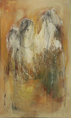 Appraisal: HOLLANDER Gino Oil on Canvas Three Figures Signed and dated