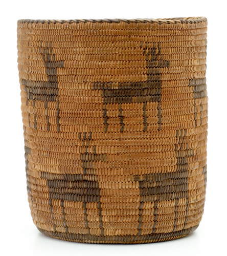 Appraisal: SOUTHWEST NATIVE AMERICAN Cylindrical basket of coiled construction with bundled