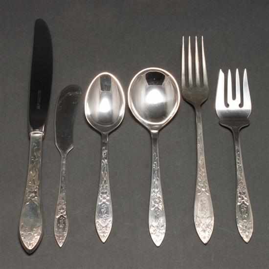 Appraisal: American engraved sterling silver -piece partial flatware service in the