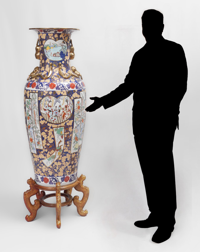 Appraisal: PALATIAL CHINESE POLYCHROME FLOOR VASE Contemporary vase polychrome floral decoration