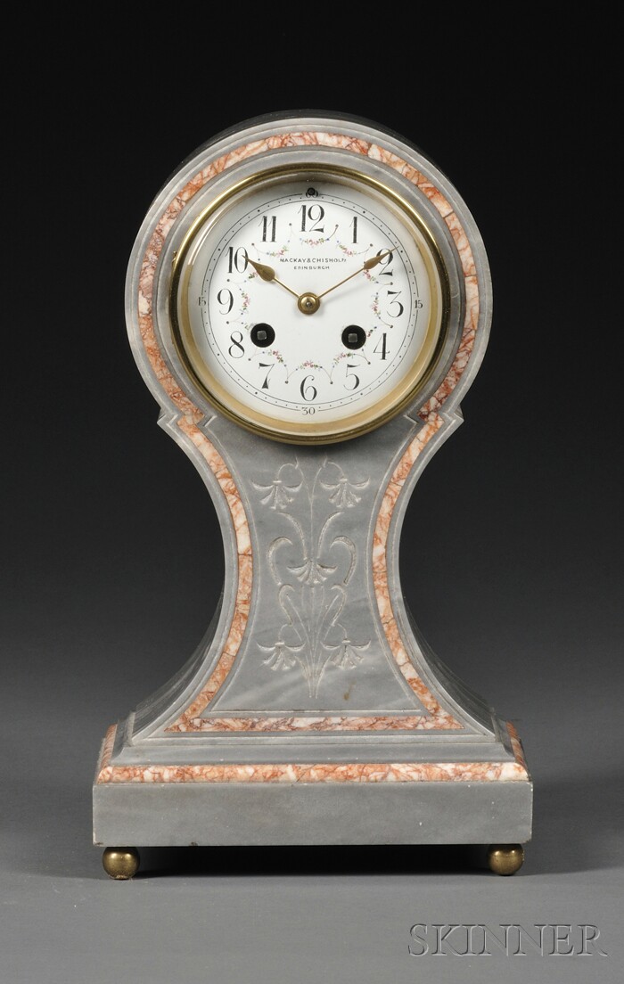 Appraisal: French Marble Balloon Clock retailed by MacKay Chisholm Edinburgh the