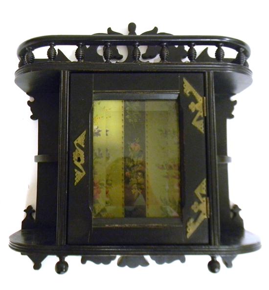 Appraisal: Late th C hanging wall cabinet with beveled glass door