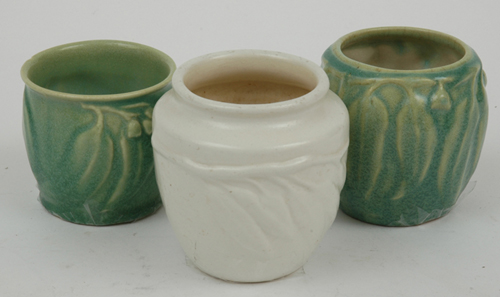 Appraisal: MEL-ROSE WARE Victoria circa Three small earthenware vases moulded with