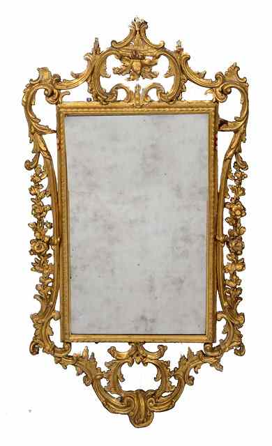 Appraisal: A GEORGE III GILTWOOD AND GESSO RECTANGULAR WALL MIRROR the