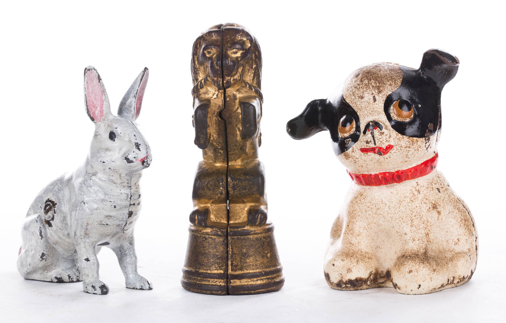 Appraisal: Three painted cast iron animal still banks first quarter- th