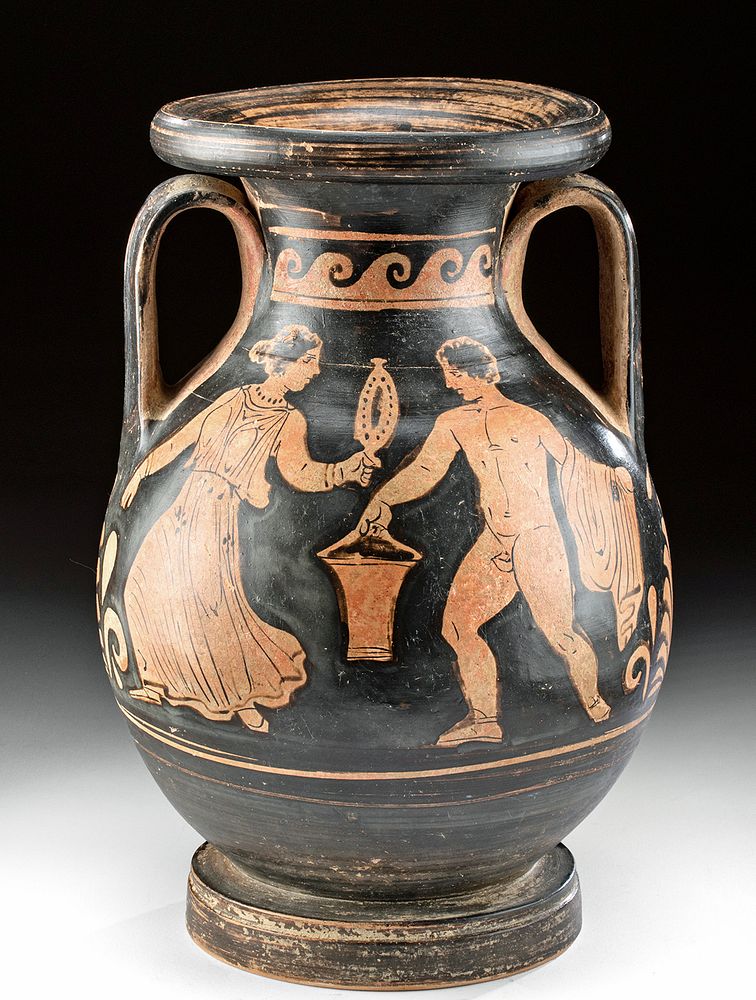 Appraisal: Greek Apulian Red-Figure Pelike Female Nude Male Magna Graecia Southern