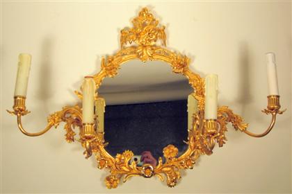 Appraisal: Five French style gilt metal wall sconcesComprising a pair of