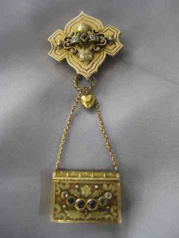 Appraisal: Rare k Gold Victorian Vinagrette Brooch multicolor gold gem set