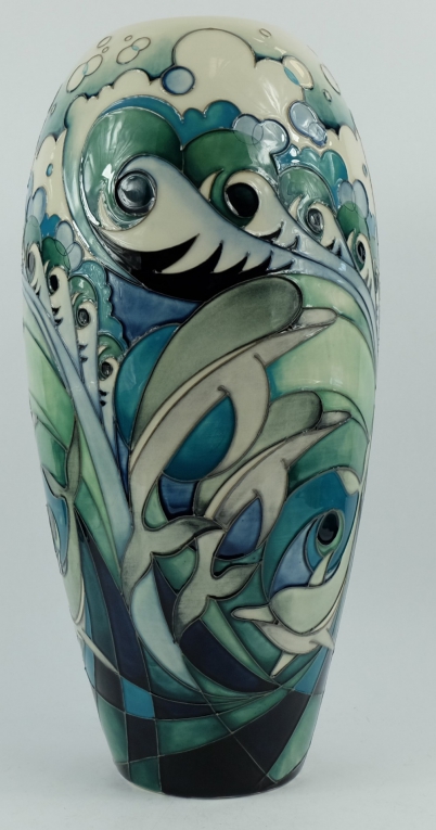 Appraisal: Moorcroft large vase decorated in the Royal Dolphins design dated