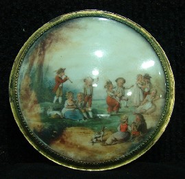 Appraisal: A th century continental miniature painted on milk glass depicting