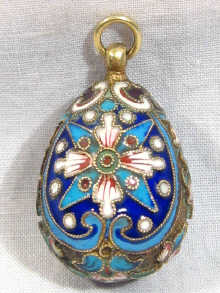 Appraisal: Russian Interest A Russian silver gilt and cloisonne enamel egg