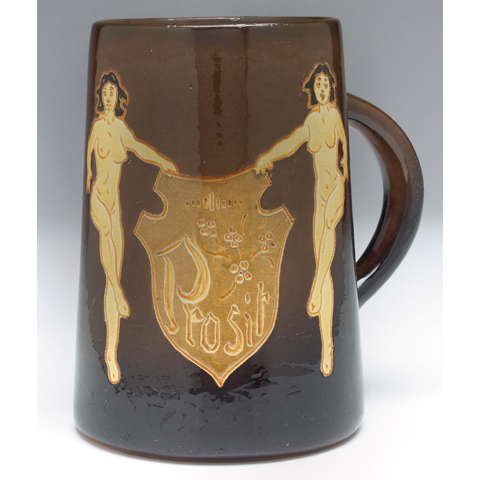 Appraisal: Weller Dickensware mug brown glaze with an incised design of