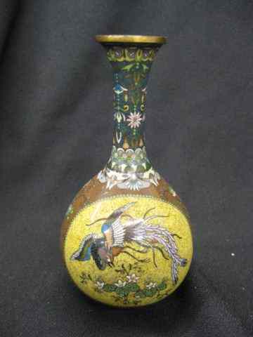 Appraisal: Japanese Cloisonne Vase pheonix and butterfly designs '' late th