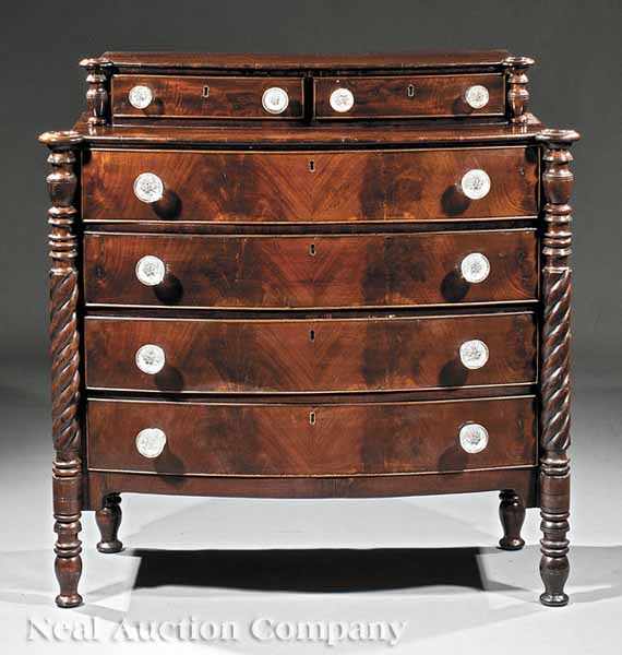 Appraisal: An American Classical Mahogany Chest of Drawers c superstructure with