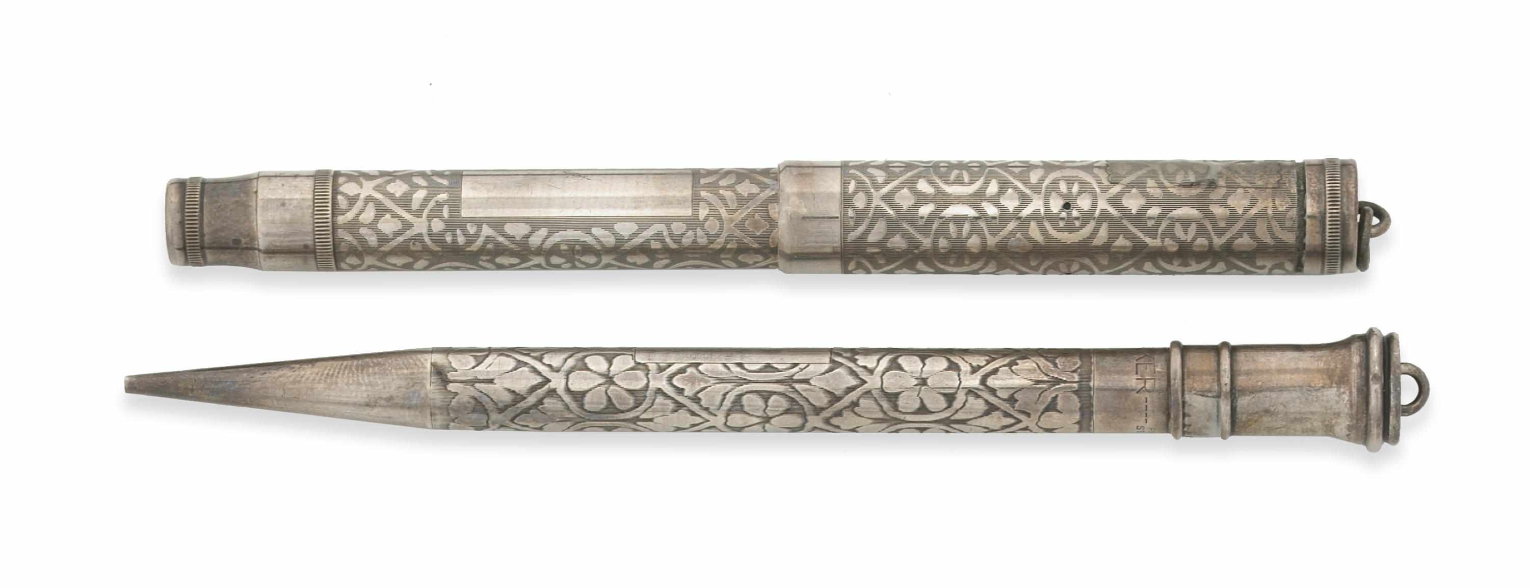 Appraisal: PARKER Fountain Pen and Mechanical Pencil Ringtop Lucky Curve sterling