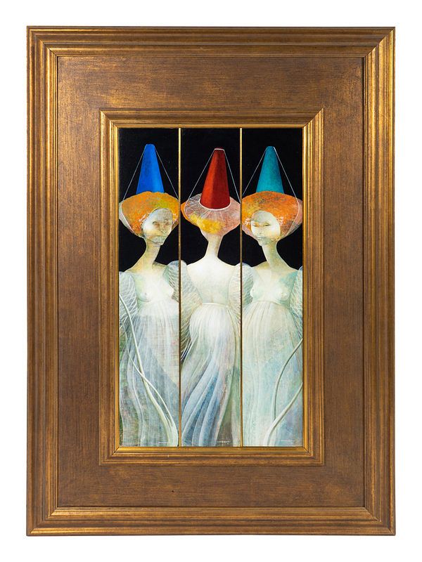 Appraisal: Bernard Sojourne Haitian - Triptych Bernard Sojourne Haitian - Triptych