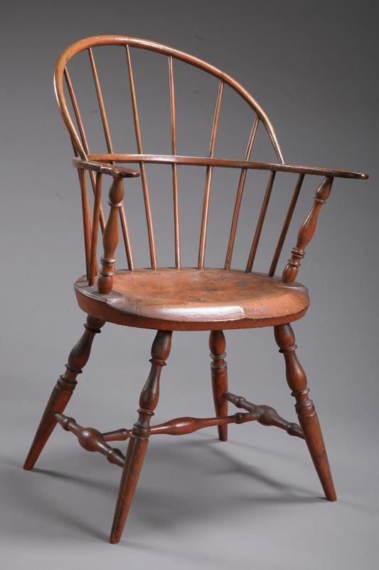 Appraisal: SACK-BACK WINDSOR ARMCHAIR New England late th century mixed woods