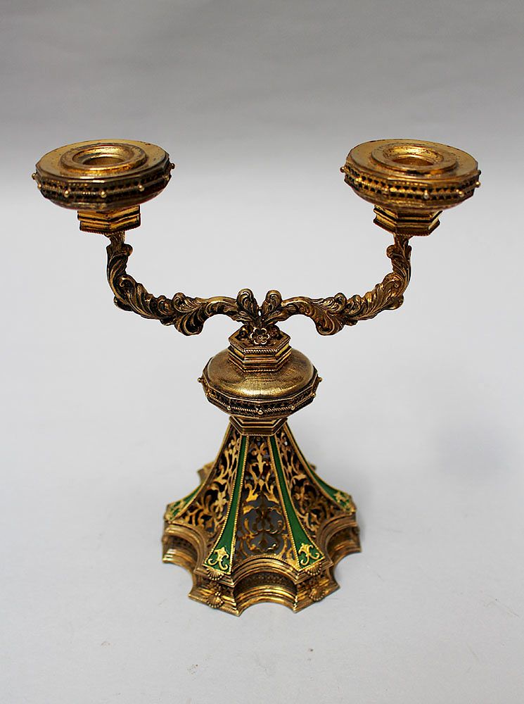 Appraisal: Small silver Candelabra Small silver Candelabra on waved concave base