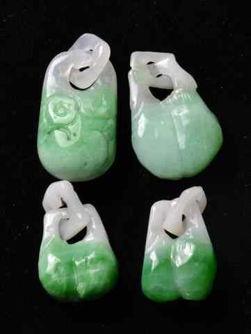 Appraisal: Chinese Qing Carved Jadeite PendantsAll depicting locks all in white