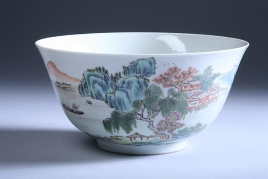 Appraisal: CHINESE FAMILLE ROSE PORCELAIN BOWL Xianfeng six-character underglazed blue mark