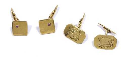 Appraisal: PAIRS OF GOLD CUFF LINKS ca Yellow gold g Elegant