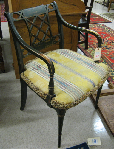 Appraisal: FEDERAL STYLE ARMCHAIR American early th century the wood frame