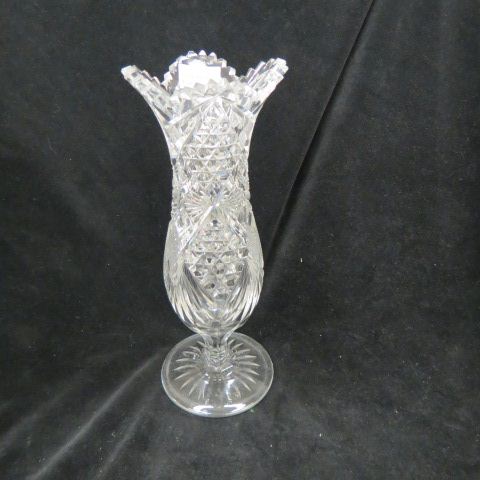 Appraisal: Cut Glass Vase heavily cut with diamond point cane fan