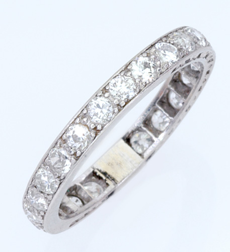 Appraisal: Art Deco diamond eternity band in pt Twenty-three MC diamonds