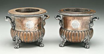 Appraisal: Old Sheffield plate wine coolers pair with round bulbous and