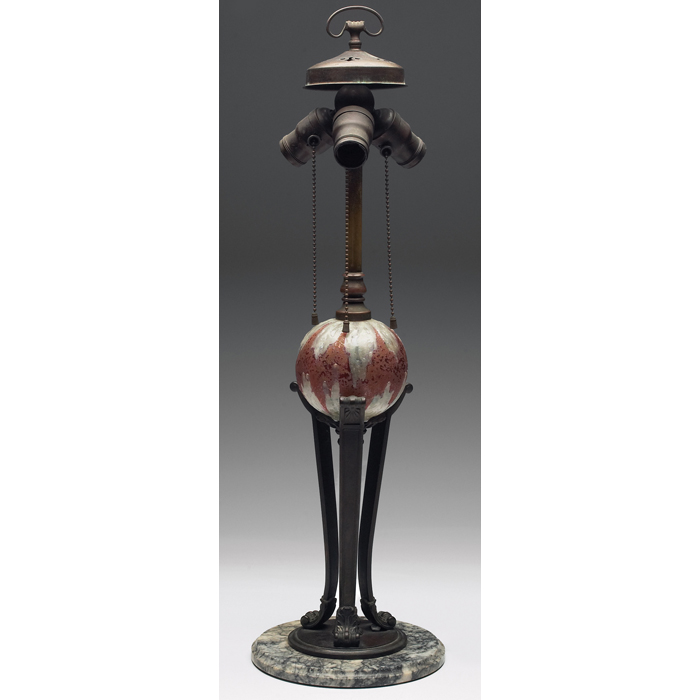 Appraisal: Handel table lamp base bronzed metal three-socket form with lava'