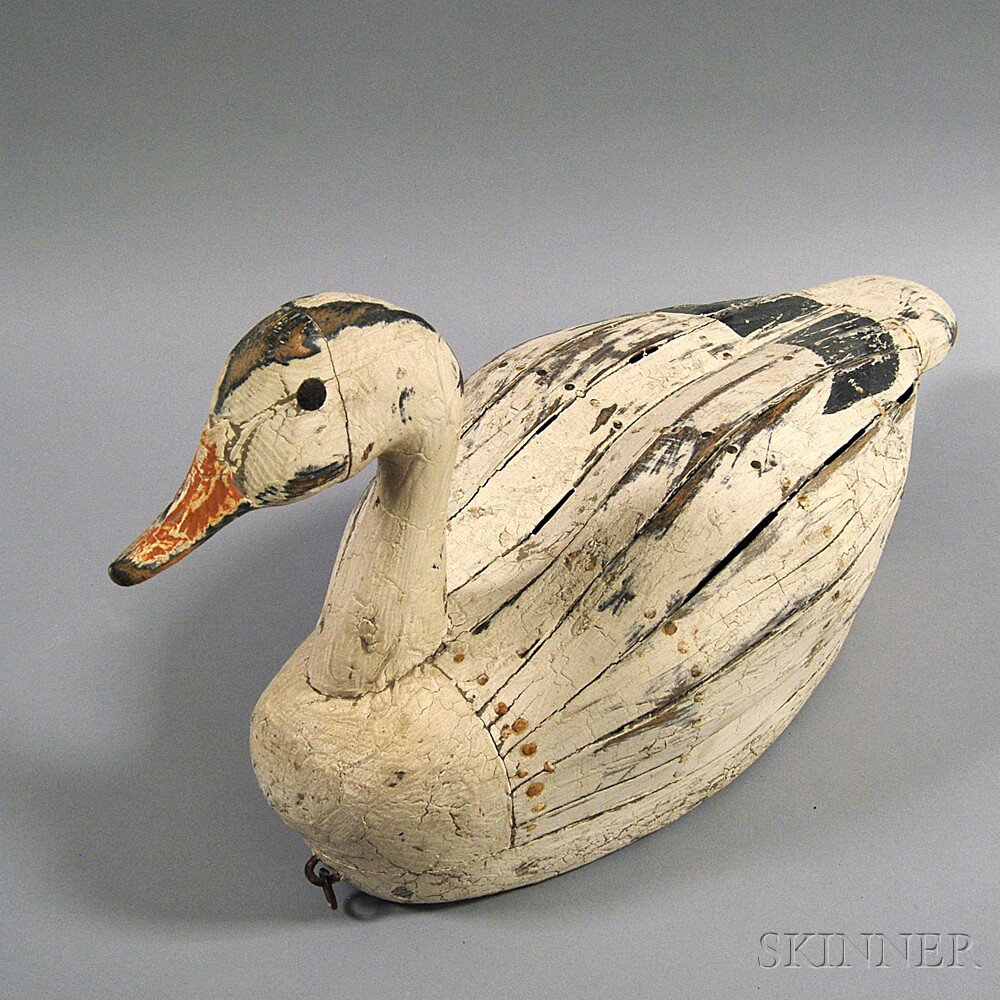 Appraisal: Slat-back Snow Goose Decoy America th century the body constructed