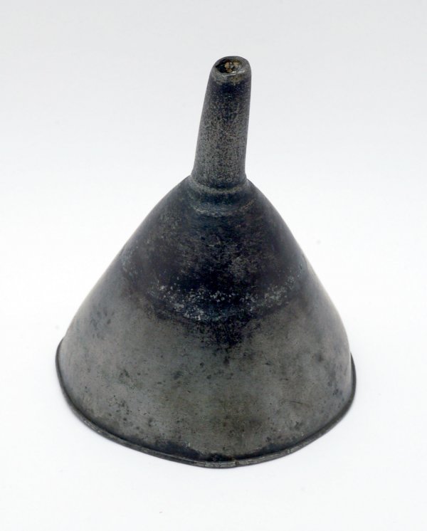 Appraisal: Spun pewter funnel th century conical bowl with cylindrical spout