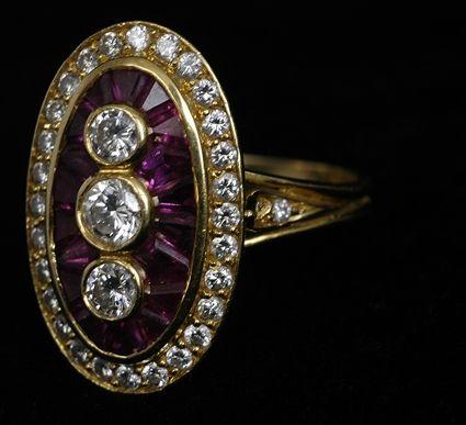 Appraisal: VICTORIAN DIAMOND AND RUBY RING Size