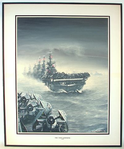 Appraisal: Tony Fachet O C painting depicting WWII aircraft carrier fromation