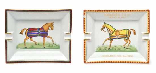 Appraisal: TWO HERMES PORCELAIN HORSE THEMED CIGAR ASHTRAYS French including one