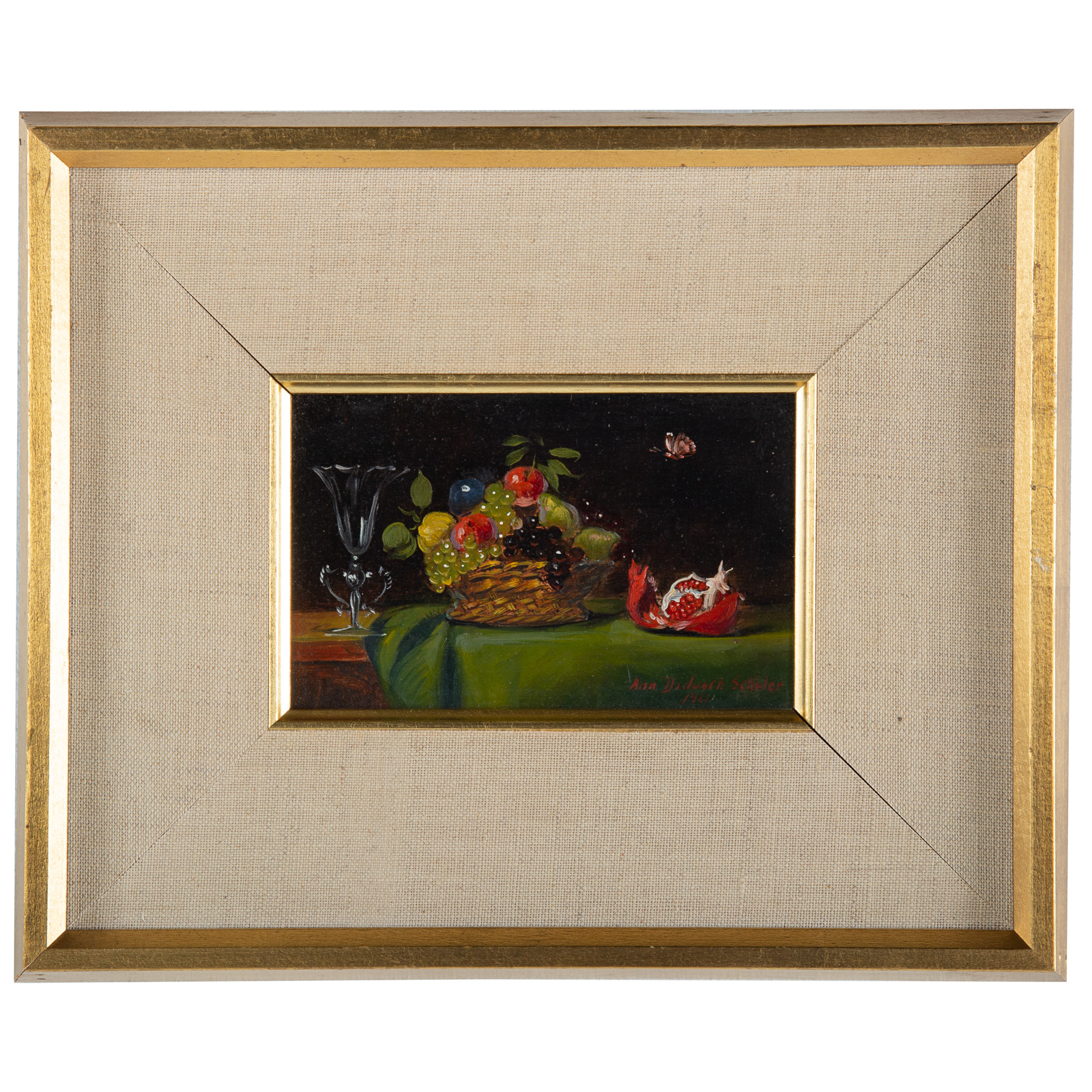 Appraisal: ANN DIDUSCH SCHULER STILL LIFE WITH FRUIT OIL German American