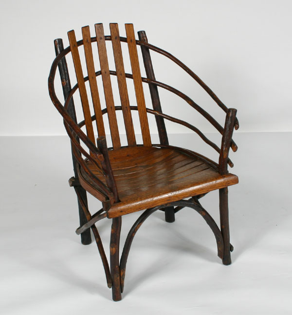 Appraisal: Marshall Lynch Hickory arm chair Pa mfg rounded hoop back