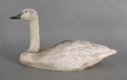 Appraisal: Carved and painted swan early th c h w